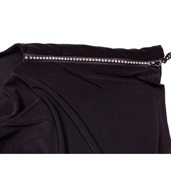 MSK Womens Size Large Shirt Black Stretch Cowl Neck Rhinestone Zip Shoulders - Picture 3 of 6